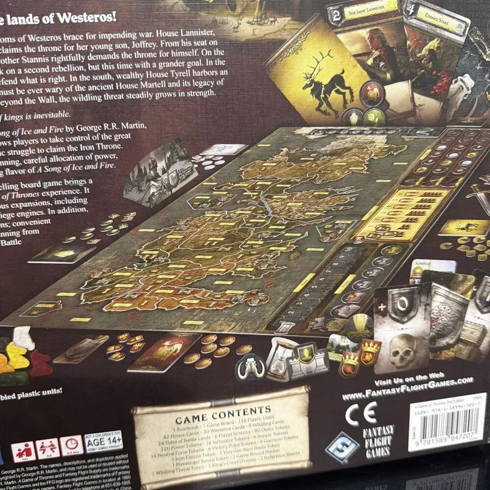 A Game of Thrones Board Game 2nd Edition Fantasy Flight Believed Complete C Pics